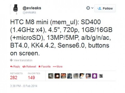 Spesifikasi HTC M8 Mini One 2 Mini